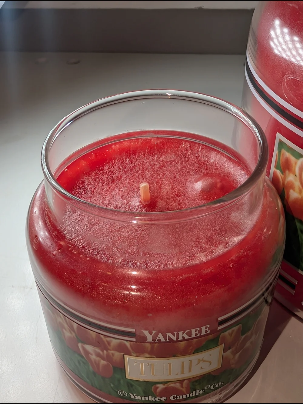 Vintage 90's Yankee Retired Black Band Tulips Jar Candles Covered Bridge Toppers